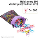 Hanging Clothespin Storage Bag with Drawstring Closure, Quick-Dry Mesh Organizer for Laundry Room, Adjustable Strap for Line Drying, Portable Clip Holder for Home, Dorm, and Travel Use (Grey)