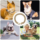 Heavy-Duty Metal Cuban Link Dog Collar with Bone Charm – 14mm Stainless Steel Hip-Hop Chain Necklace for Everyday Walks, Outdoor Adventures, and Stylish Pet Accessories in Gold, Silver, Black, and Rose Gold (RoseGold, 14mm*46cm（18in）)