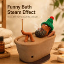 Lazy Bath Man Incense Burner – Handcrafted Ceramic Fun Aromatherapy Holder with Knitted Hat, a Whimsical Desktop Decor Piece for Relaxing Home, Tea Room, or Office Ambiance (Brown)