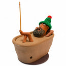 Lazy Bath Man Incense Burner – Handcrafted Ceramic Fun Aromatherapy Holder with Knitted Hat, a Whimsical Desktop Decor Piece for Relaxing Home, Tea Room, or Office Ambiance (Brown)