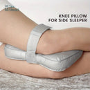 Sleeping Knee Pillow with Adjustable Strap – Contoured Leg Pillow for Side Sleepers, Pregnant Women, and Neck Support, Breathable Fabric Cover with Shredded Memory Foam Fill, White and Light Gray Options (Grey)