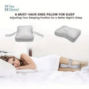 Sleeping Knee Pillow with Adjustable Strap – Contoured Leg Pillow for Side Sleepers, Pregnant Women, and Neck Support, Breathable Fabric Cover with Shredded Memory Foam Fill, White and Light Gray Options (White)