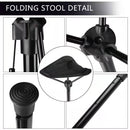 Ultra-Portable Folding Stool with Adjustable Height, Featherlight 340g Design, Load-Bearing 125kg, Ideal for Outdoor Hiking, Camping, Queueing, and On-the-Go Seating Solutions (Black)