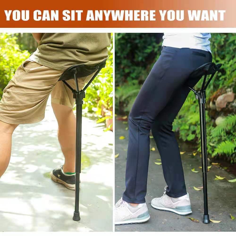 Ultra-Portable Folding Stool with Adjustable Height, Featherlight 340g Design, Load-Bearing 125kg, Ideal for Outdoor Hiking, Camping, Queueing, and On-the-Go Seating Solutions (Black)