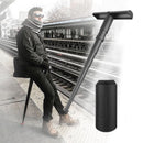 Portable Folding Stool with Adjustable Height for Travel, Commuting, Queueing, and Outdoor Activities – Compact Collapsible Single-Leg Seat with Sturdy Steel Core and Non-Slip Base, Perfect On-the-Go Seating Solution (Black)
