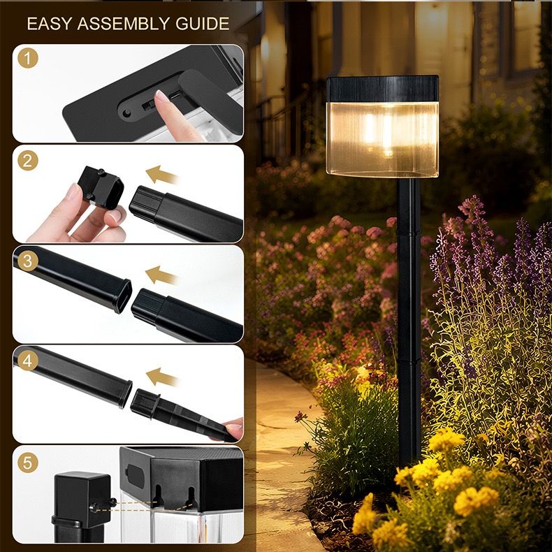 Solar Powered Outdoor Wall Lamp with Radar Motion Sensor, Dual Installation as Wall Mount or Ground Spike, Rechargeable Garden Path Light, Warm White Glow for Patio, Lawn, and Entryway Illumination (Warm Light, 2PCS)