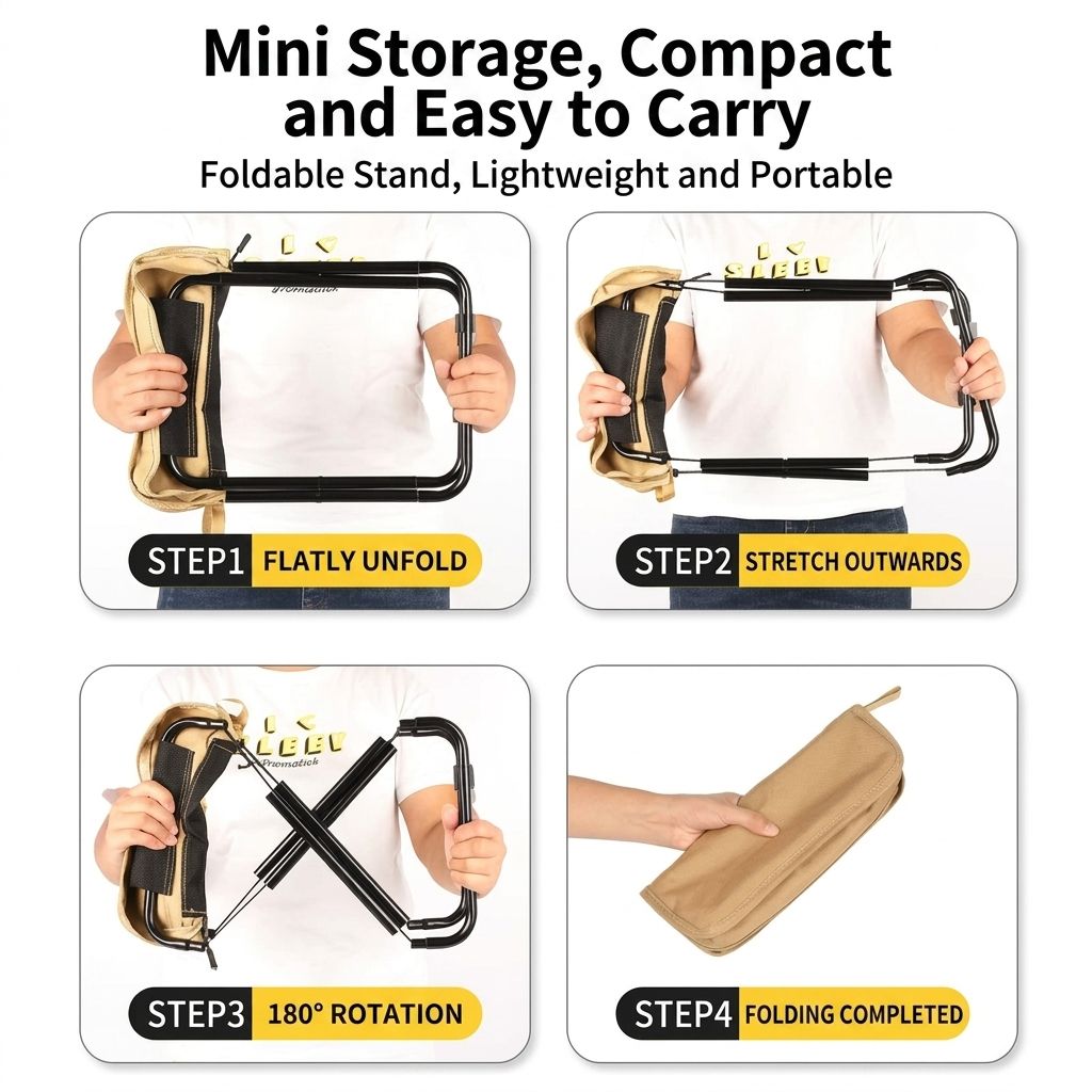 Ultra-Light Portable Folding Stool with Carry Handle – Compact Handbag-Style Camping Seat for Outdoor Adventures, Travel, Queuing, and Picnics, Heavy-Duty Aluminum Alloy Frame, Supports Up to 120kg (L, Green)