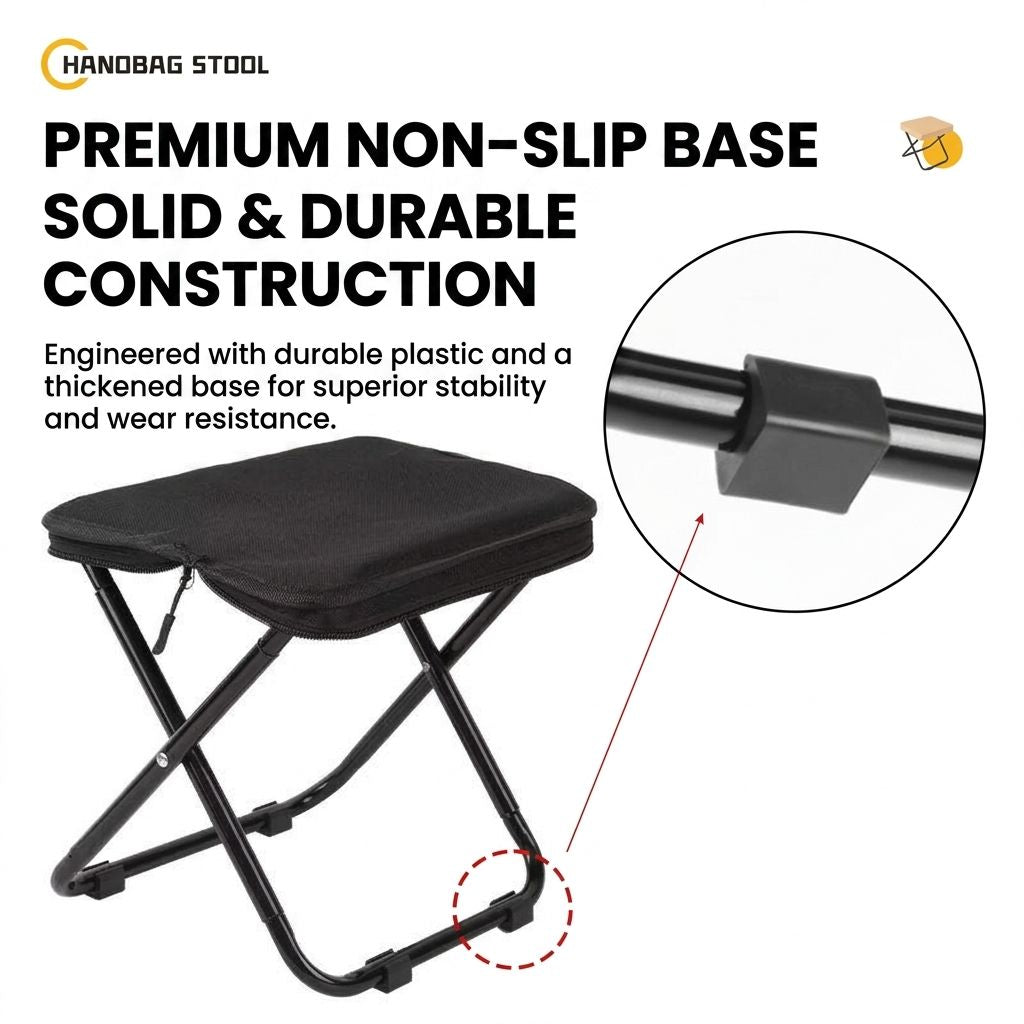 Ultra-Light Portable Folding Stool with Carry Handle – Compact Handbag-Style Camping Seat for Outdoor Adventures, Travel, Queuing, and Picnics, Heavy-Duty Aluminum Alloy Frame, Supports Up to 120kg (XL, Khaki)