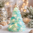 DIY Luminous Sea Glass Christmas Ornament Kit – Create Santa, Snowman, Reindeer, Wreath, Tree & Angel Decor with Built-in LED Lights, Perfect Handmade Holiday Centerpiece & Gift for Festive Home Ambiance (Wreath)