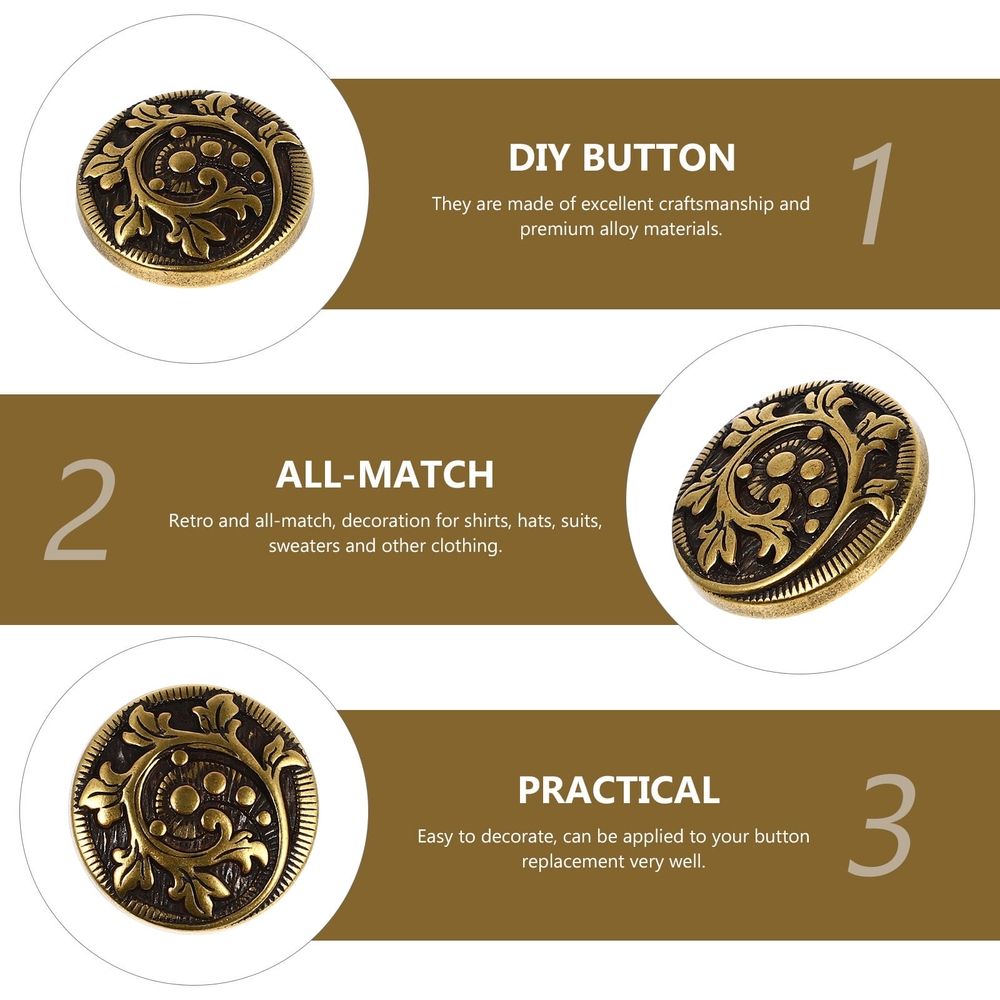 20Pcs Retro Style Metal Sewing Buttons for Craft Enthusiasts Diy Projects