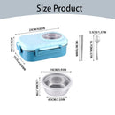 1100ml Double Layer 304 Stainless Steel Thermal Lunch Box, 3-Grid Design with Chopsticks Spoon & Soup Bowl, Red