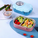 1100ml Double Layer 304 Stainless Steel Thermal Lunch Box, 3-Grid Design with Chopsticks Spoon & Soup Bowl, Red