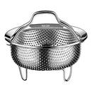 Small Stainless Steel Steamer Basket with Drainage Holes, 14x14x7.7cm Fits Pressure Cookers and Rice Cookers, Versatile for Vegetables and Dumplings, 1pc