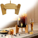 Yellow 17.5x17.5x9cm Wooden Beverage Dispenser Stand, Stable Base for Lemonade & Drink Dispensers, Home Bar Essential