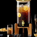 Yellow 17.5x17.5x9cm Wooden Beverage Dispenser Stand, Stable Base for Lemonade & Drink Dispensers, Home Bar Essential