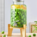 Yellow 17.5x17.5x9cm Wooden Beverage Dispenser Stand, Stable Base for Lemonade & Drink Dispensers, Home Bar Essential