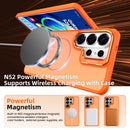 Samsung Galaxy S26 Ultra Case with Lens Kickstand, Support Wireless Charging, Military-Grade Shockproof Protection Slim Magnetic Case, Orange