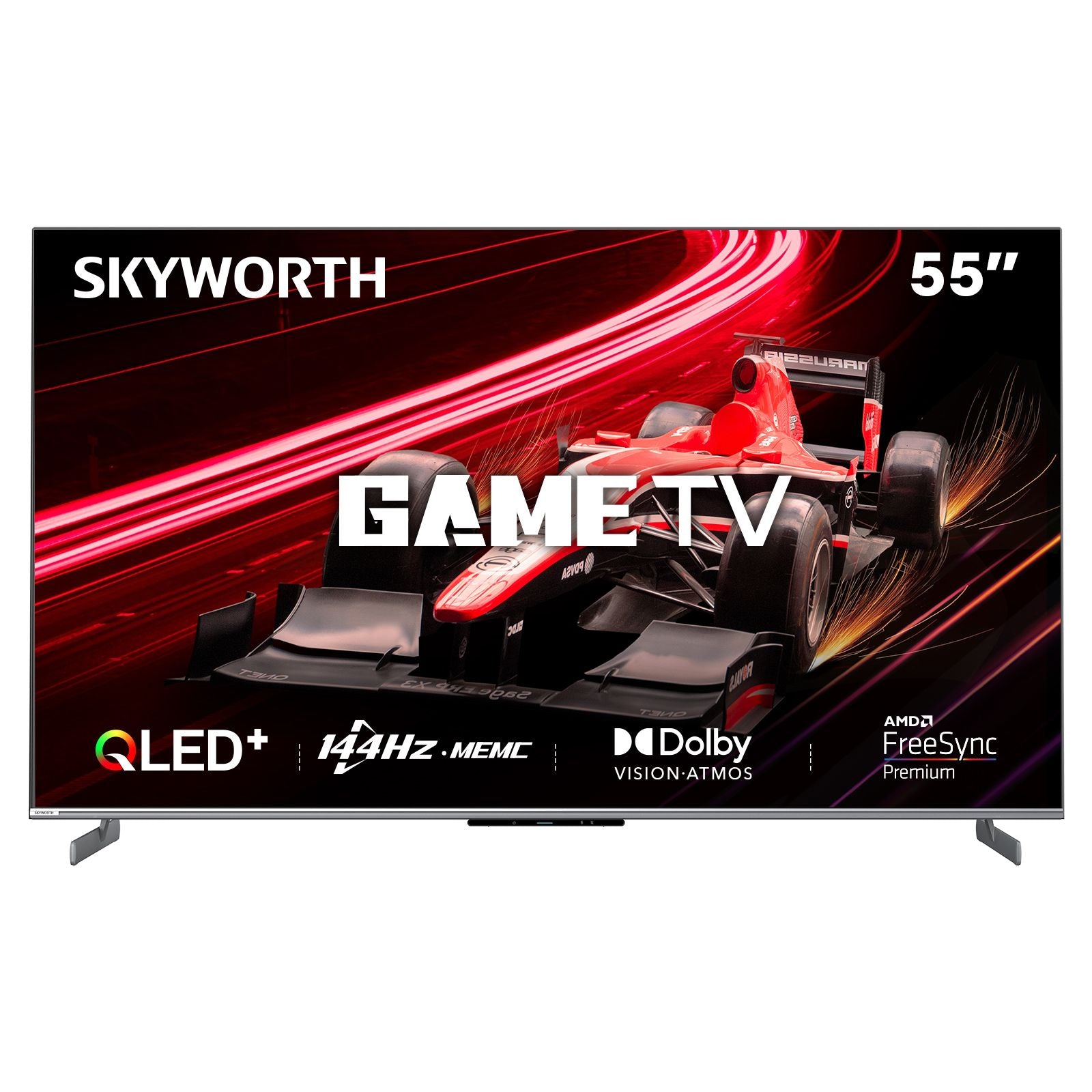 SKYWORTH 55" MagicSound Google TV, 144Hz UHD QLED+, 2.1.2 Sound, Built-in Subwoofer, Dolby Vision+Atmos, Eyecare TV, Find-my remote, Q7700G