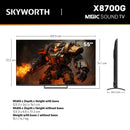 SKYWORTH 55" X8700G MagicSound Google TV, 144Hz UHD QD-Mini LED, 2.1.2 Sound, Built-in Subwoofer, Dolby Vision+Atmos, Gaming TV, Find-My Remote
