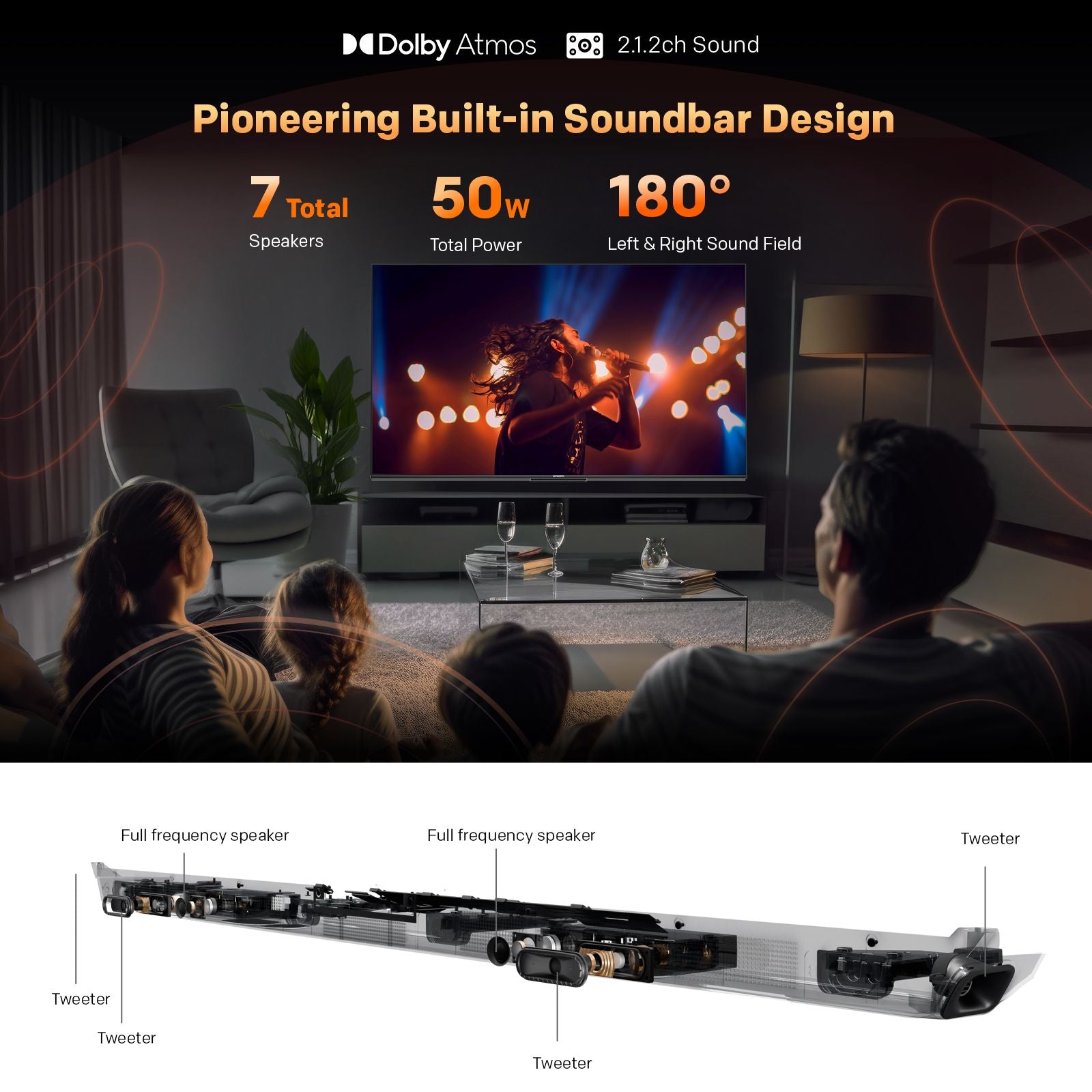 SKYWORTH 55" X8700G MagicSound Google TV, 144Hz UHD QD-Mini LED, 2.1.2 Sound, Built-in Subwoofer, Dolby Vision+Atmos, Gaming TV, Find-My Remote