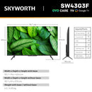 SKYWORTH G3F 43" 4K UHD Smart Google TV with HDR 10,Voice Control,Screen Cast,HDMI 2.1,MEMC, AI Engine,Eye Care featrues,Low Blue Light,DBX-tv Audio,Text Scaling,Smart Features,Energy-Saving