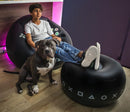 Inflatable Gaming Chair for Kids & Teens with Cup Holders and Side Pocket - This Air Bean Bag Game Chair is The Perfect Furniture for Gamer Room Décor (Gaming Time with Ottoman)
