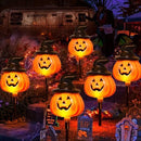 5-Pack Solar Jack-O-Lantern Pathway Lights for Halloween Outdoor Garden Yard Decorations (orange)