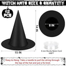 12pcs Floating Witch Hats for Halloween Party Decor, Porch, Yard, Haunted House Spooky Themed Events (black)