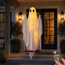 Swinging Ghost Halloween Porch Decoration, Spooky Hanging Decor for Outdoor Holiday Displays (white)
