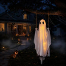 Swinging Ghost Halloween Porch Decoration, Spooky Hanging Decor for Outdoor Holiday Displays (white)