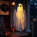 Swinging Ghost Halloween Porch Decoration, Spooky Hanging Decor for Outdoor Holiday Displays (white)