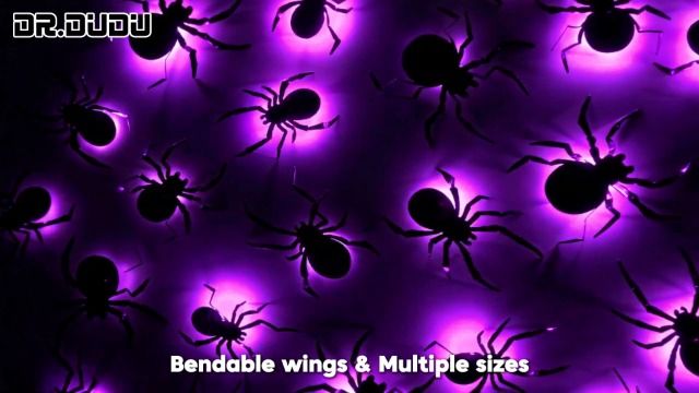 36 Pack LED Light-Up Spider Halloween Decoration for Home, Mirror, Wall, Party (purple)
