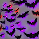 36-Pack Halloween Bat Decorations with LED Lights for Indoor Outdoor Halloween Party Garage Decor (black)
