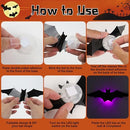 36-Pack Halloween Bat Decorations with LED Lights for Indoor Outdoor Halloween Party Garage Decor (black)
