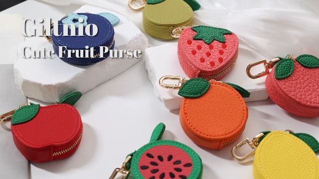 Mini Fruit Coin Purse Keychain, Stylish Bag Charm for Daily Outings & Travel (Dark Blue)