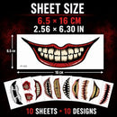 10 Horror Mouth Temporary Tattoos for Halloween Costumes, Cosplay, Spooky Makeup (Red)