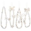 4 Pcs Beaded Phone Charms for Phones, Cameras – Fashionable Cute Accessories for Daily Use, Gifting (white)