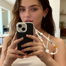 2-Pack Beaded Phone Wrist Straps for Phones, Cameras & Everyday Bags (white)
