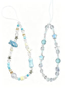 2-Piece Beaded Phone Lanyards for Phones, Cameras, Bags, Keychains, and More (Blue)