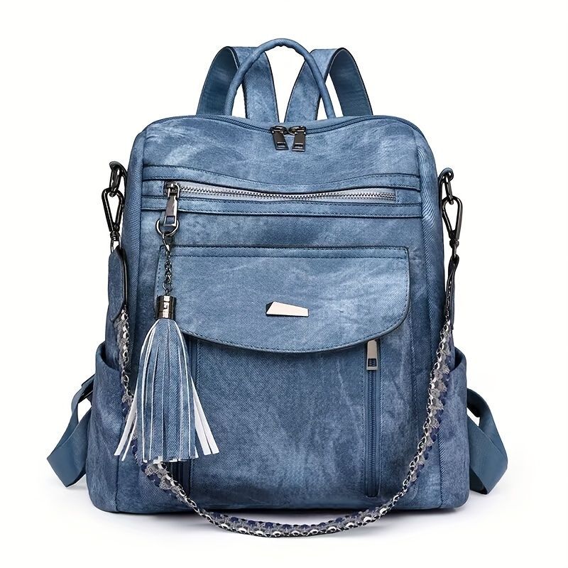 Women'S Travel Backpack Stylish Backpack Leather Backpack Tassel Backpack Chain - Pink - Size 01