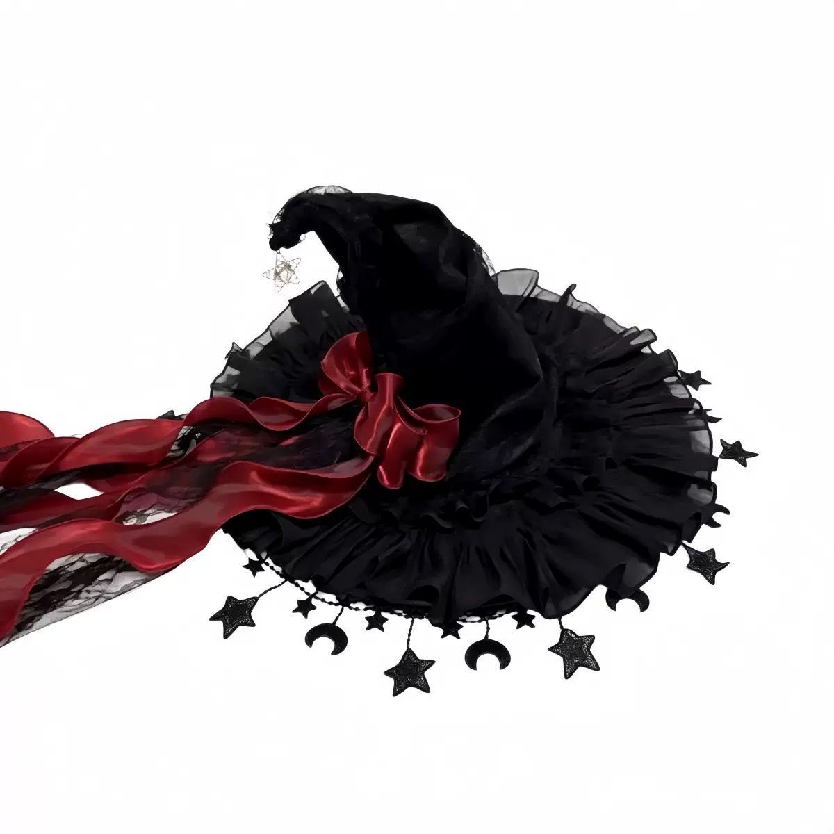 Black Witch Hat Star Ornaments Halloween Accessory Cosplay Hat Themed Party Hat - Black - Size 01
