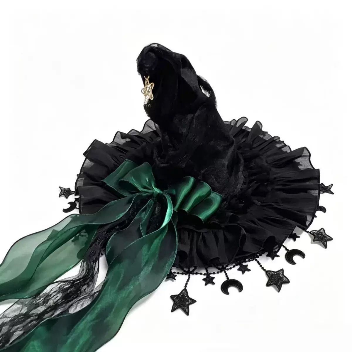 Black Witch Hat Star Ornaments Halloween Accessory Cosplay Hat Themed Party Hat - Red - Size 01