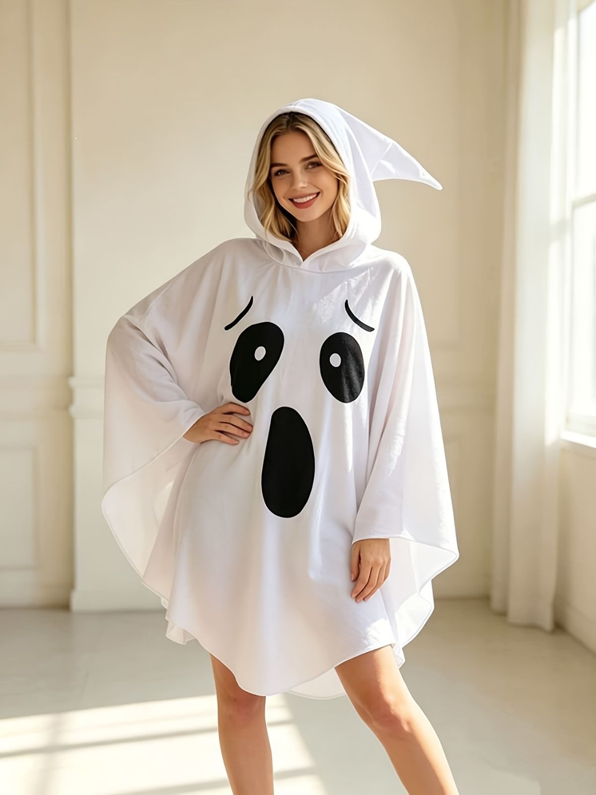 Ghost Cape Party Cape Halloween Costume Party Themed Party Cosplay Cape - White - Size 01