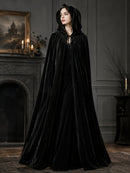 Black Velvet Cape Hooded Cape Cosplay Cape Halloween Costume Cape Party Cape - Black - Size XS