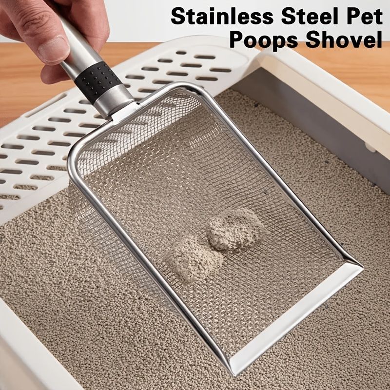 Pet Litter Scoop Stainless Steel Litter Scoop Cat Litter Scoop Litter Sifter - Silver - Size 01
