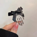 Bow Tie Skeleton Hair Clip Gothic Hair Accessories Women'S Hair Clip Festive - Silver - Size 01