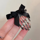 Bow Tie Skeleton Hair Clip Gothic Hair Accessories Women'S Hair Clip Festive - Silver - Size 01
