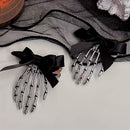 Bow Tie Skeleton Hair Clip Gothic Hair Accessories Women'S Hair Clip Festive - Silver - Size 01