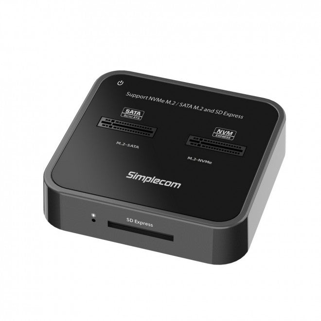 SIMPLECOM SD530 USB 3.2 Gen2 to NVMe + SATA M.2 SSD Dual Bay Docking Station with SD Express Card Reader