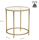 Gold Round Side Table with Golden Metal Frame Robust and Stable